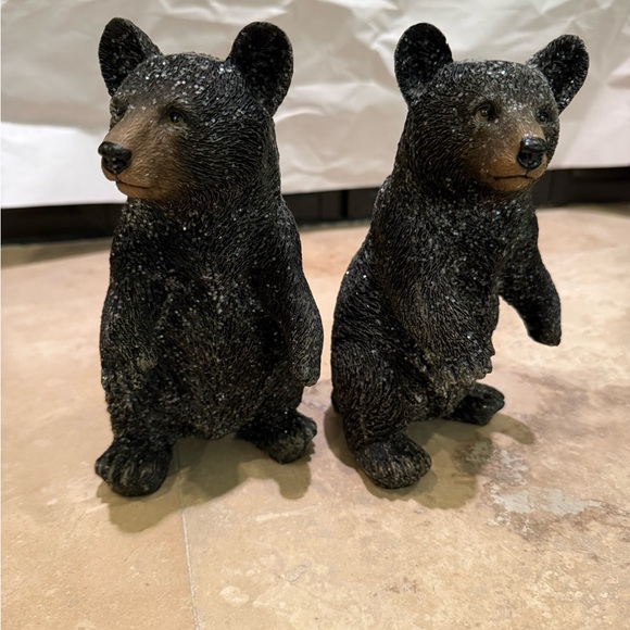 Set of 2 Black Bear Figurines. 7.5” tall - Picture 1 of 5